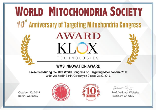 FLE received the 2019 Innovation Award at the Targeting Mitochondria Congress